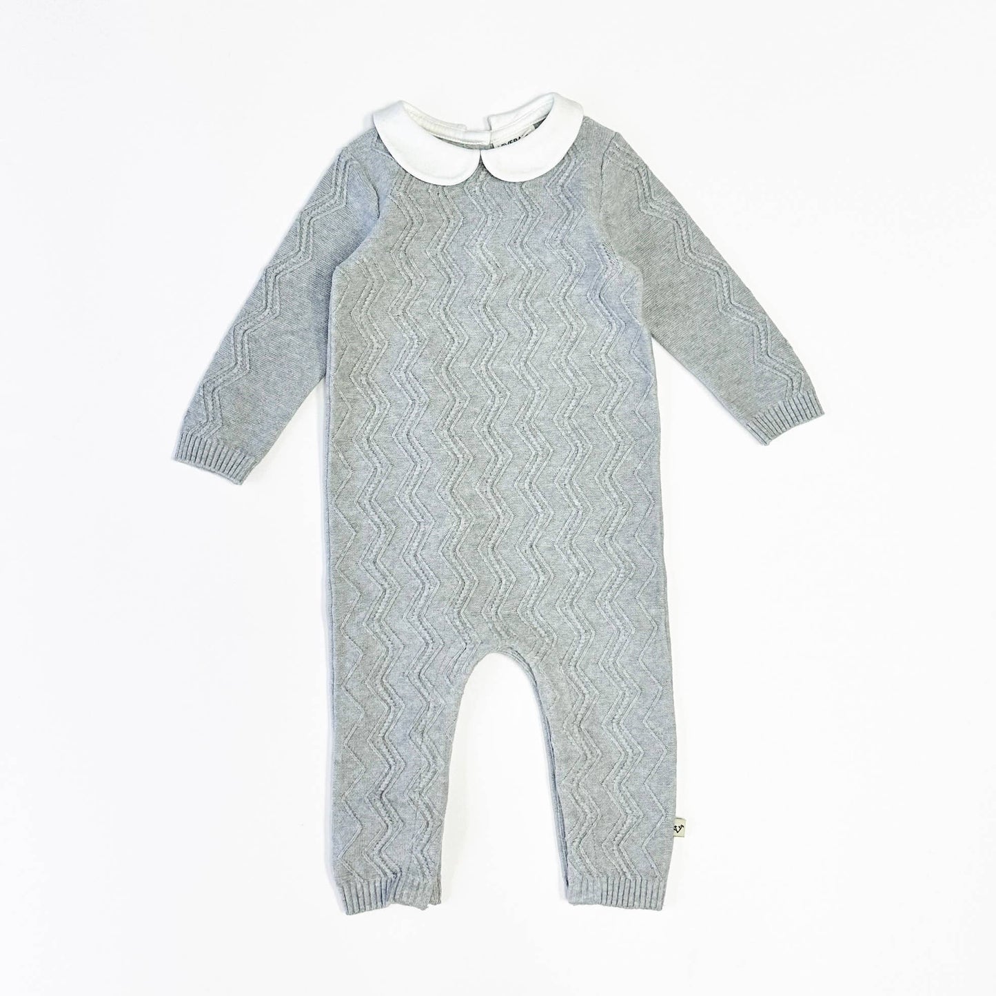 Milan Knit Peter Pan Chevron Baby Jumpsuit (Organic)