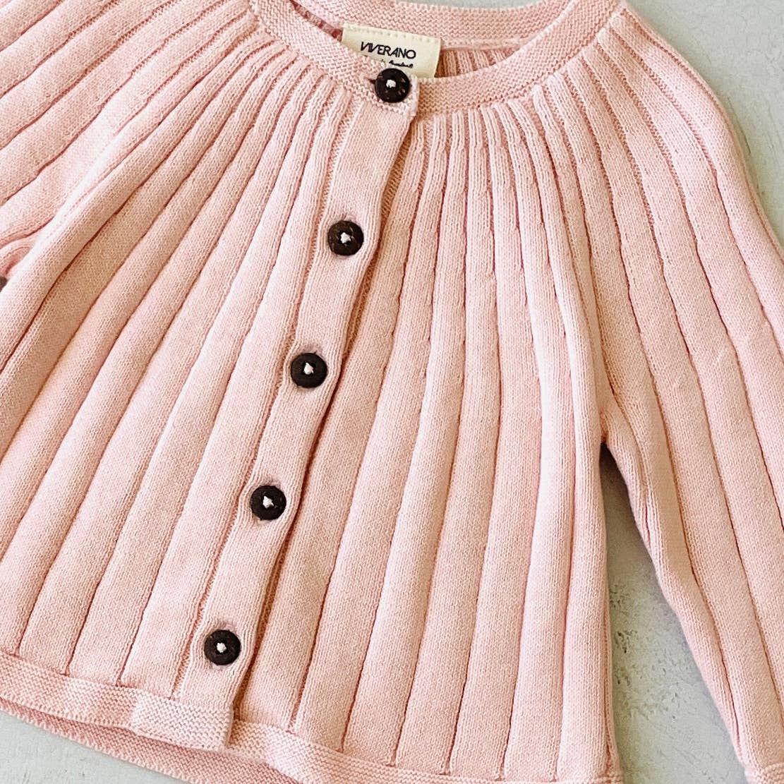 Milan Pastel Rib Knit Baby Cardigan Sweater (Organic Cotton)