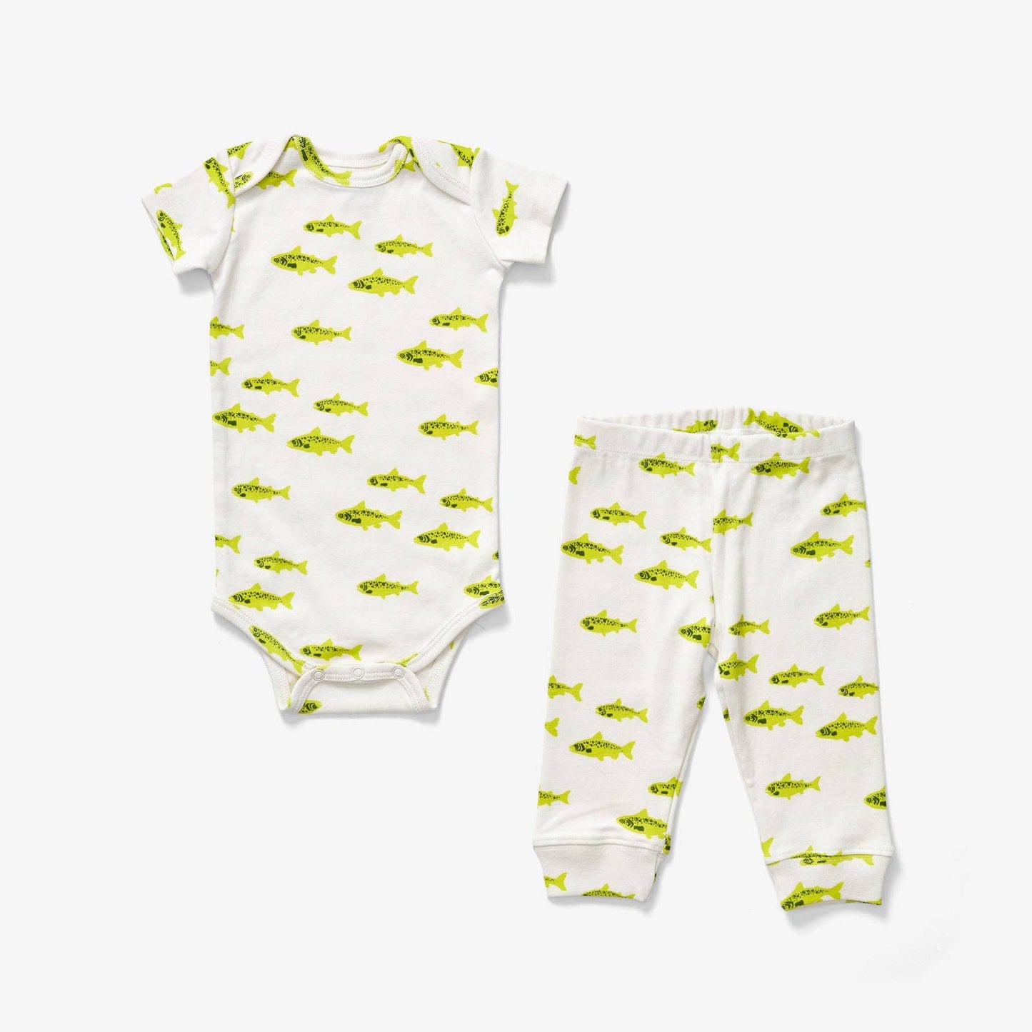 Onesie + Pant Set - Salmon | Chartreuse