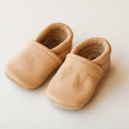 Gender Neutral Baby Moccs in Latte