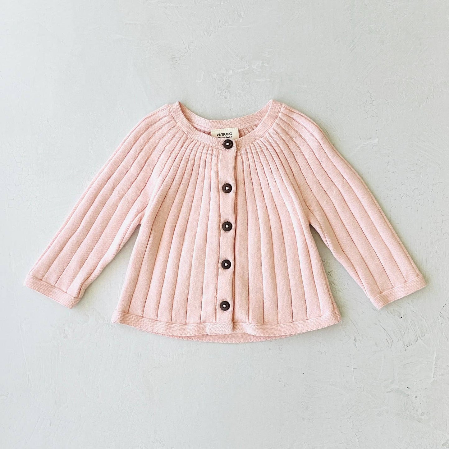 Milan Pastel Rib Knit Baby Cardigan Sweater (Organic Cotton)