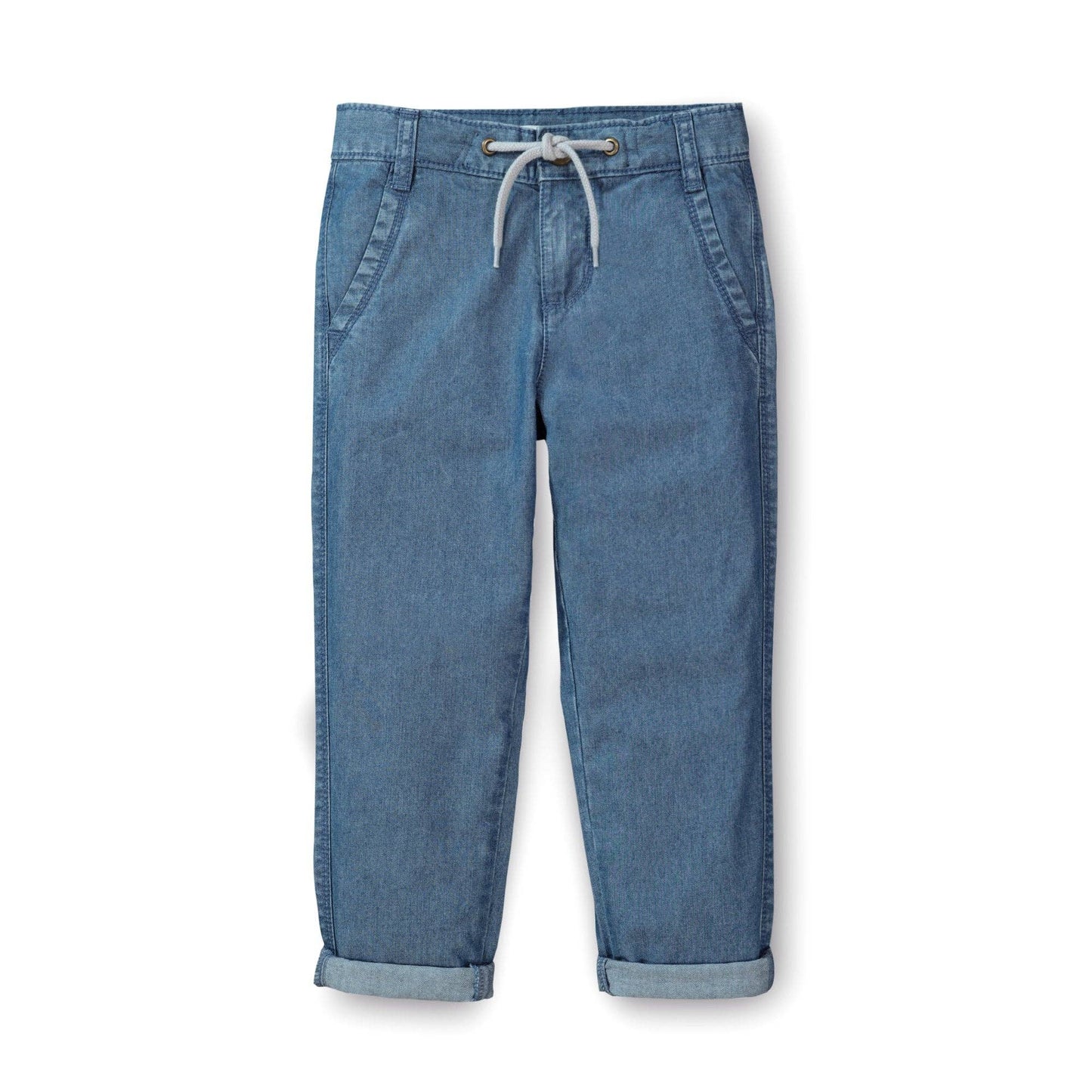 Chambray Rolled Cuff Pant With Drawstring