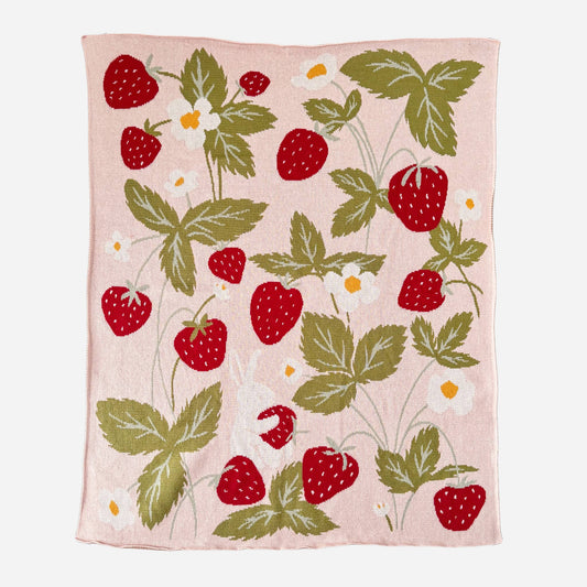 Blanket Strawberry Bunny Organic Baby Decor Spring Summer