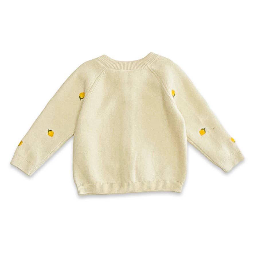 Lemon Embroidered Sweater Knit Baby Cardigan (Organic Cotton