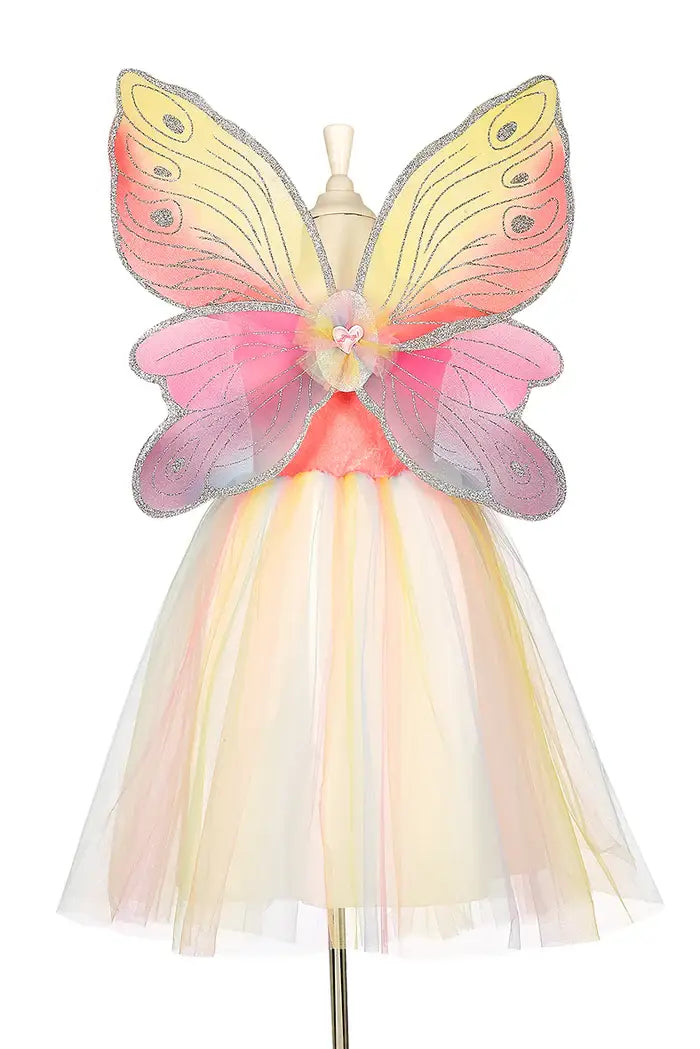 Butterfly costume with wings and tulle skirt on a mannequin against a white background