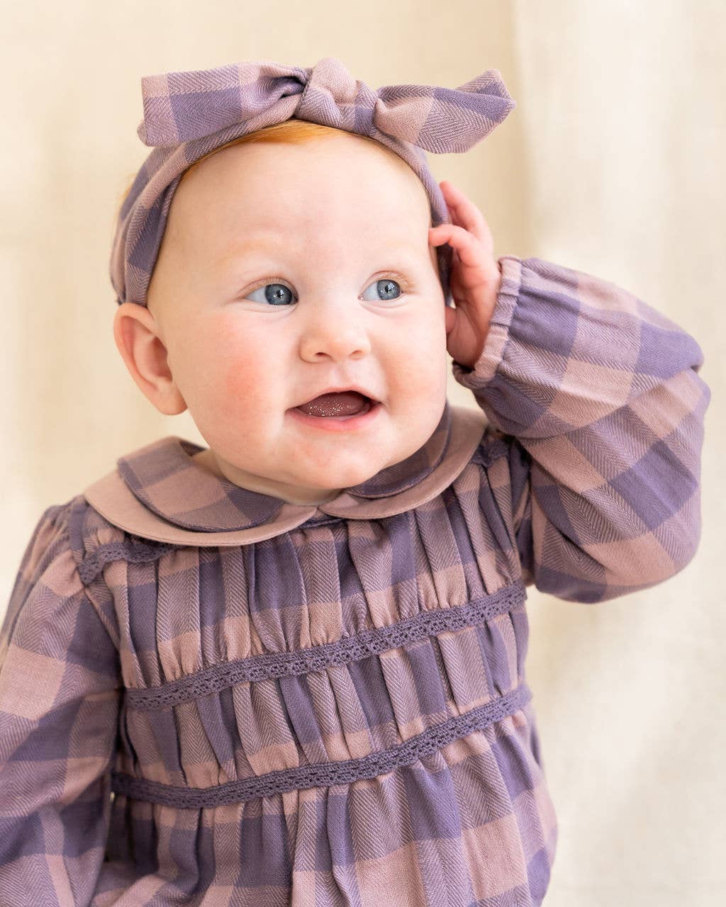 Smocked Peter Pan Gingham Baby Romper (Organic)