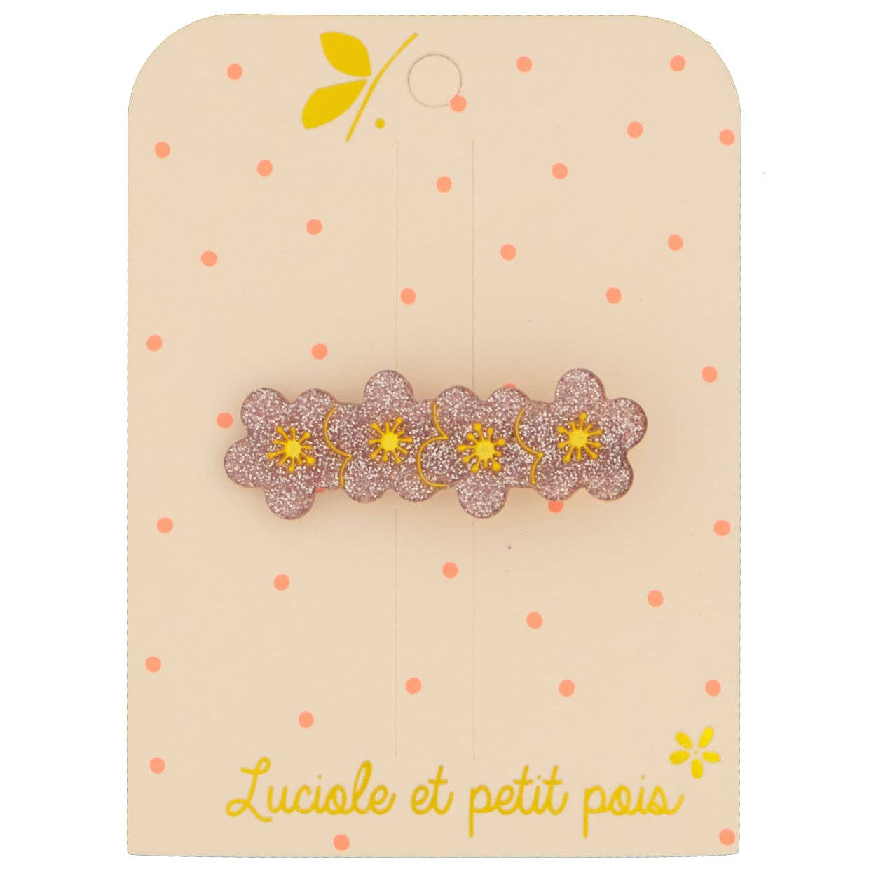 4 sakura flower hair clip - Pink glitter