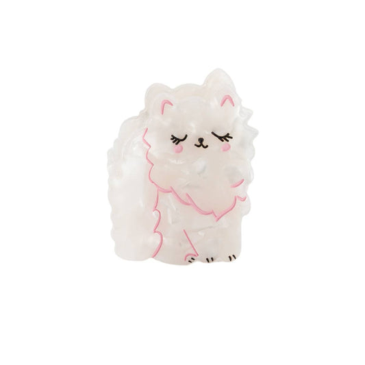 hair clip with a white cat design on a white background