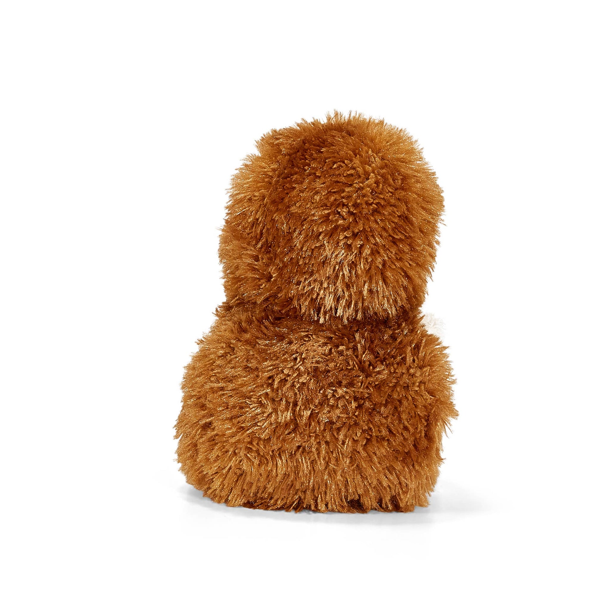 Brown plush toy on a white background