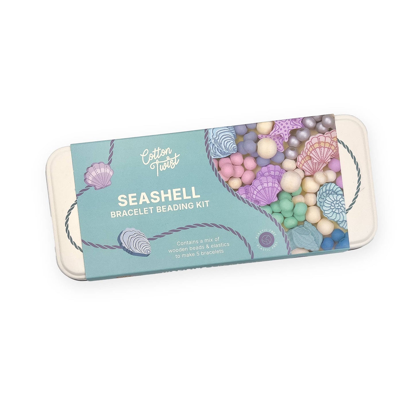 Seashell bracelet beading kit packaging on a white background