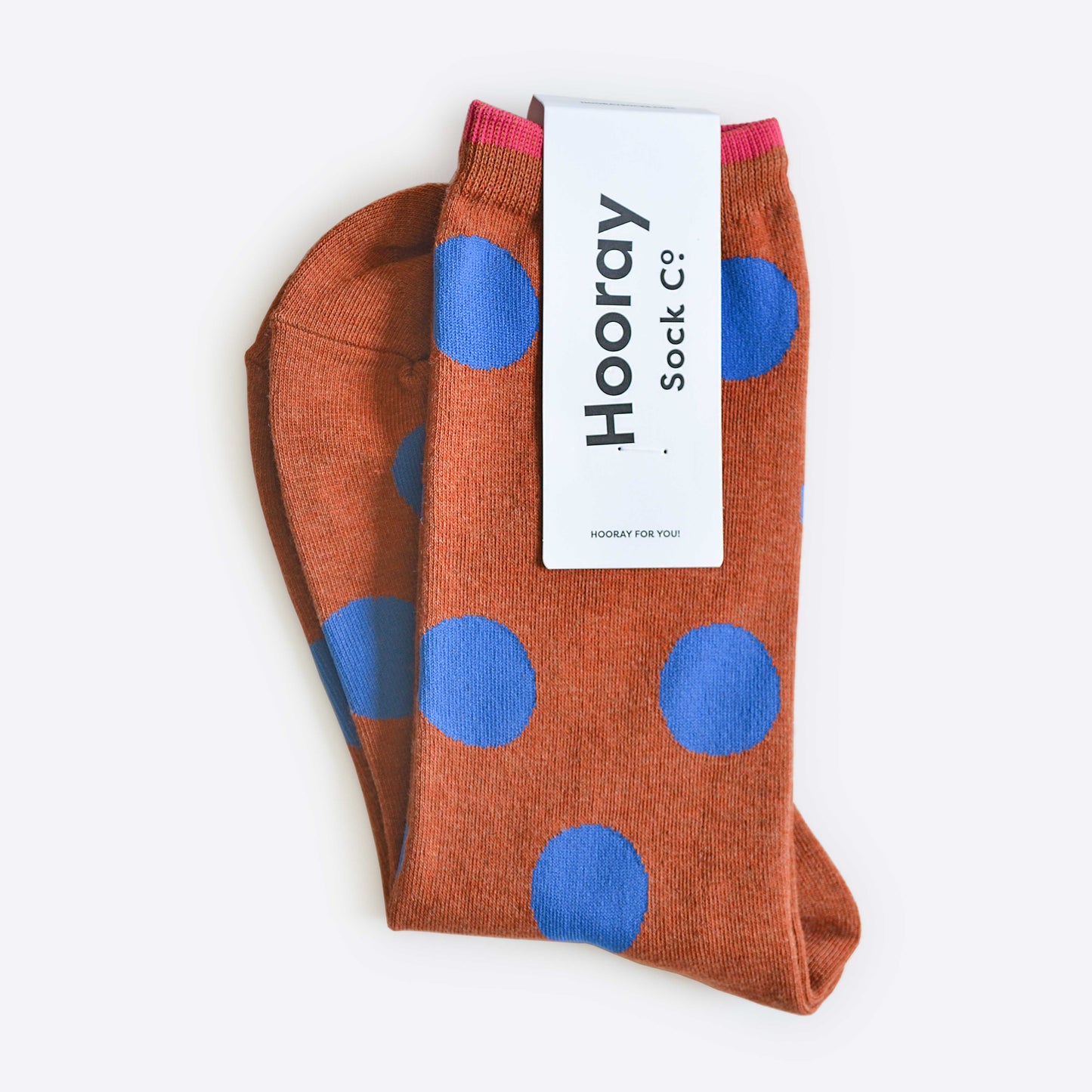 Panhandle Polka Dot Crew Socks, Brown and Blue