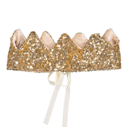 Gold glittery crown on a white background