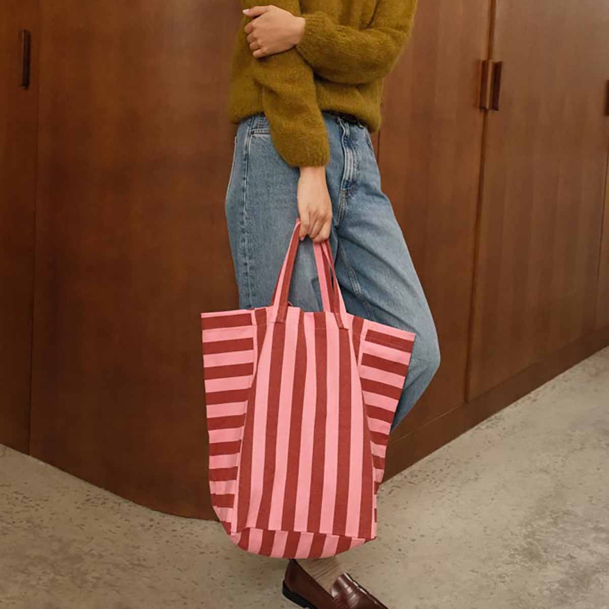 ELISABETH TOTE BAG STRIPES BRICK / PINK