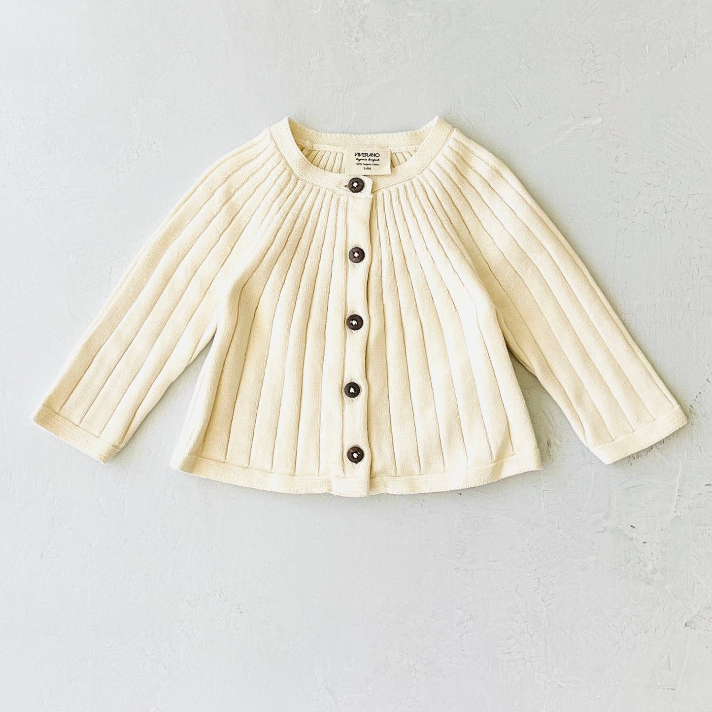 Milan Pastel Rib Knit Baby Cardigan Sweater (Organic Cotton)