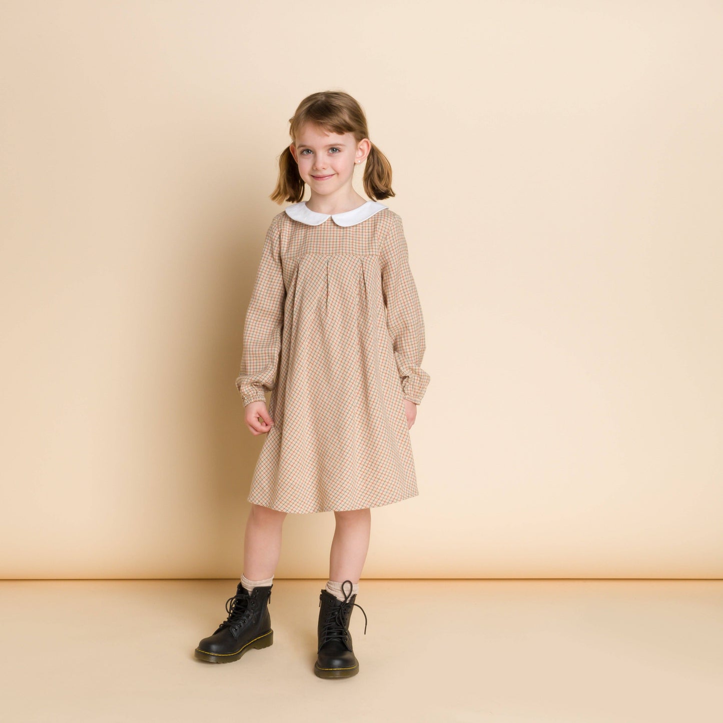 Brook Dress | Beige Country Check