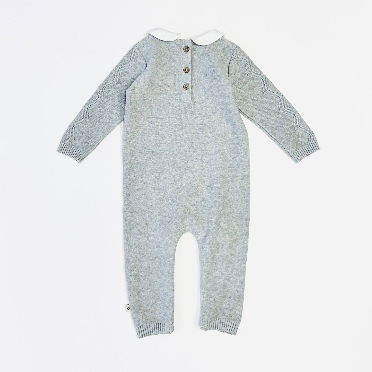 Milan Knit Peter Pan Chevron Baby Jumpsuit (Organic)