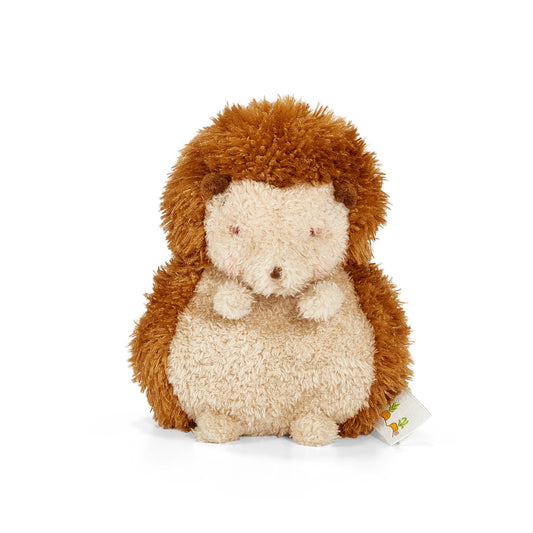 Plush hedgehog toy on a white background
