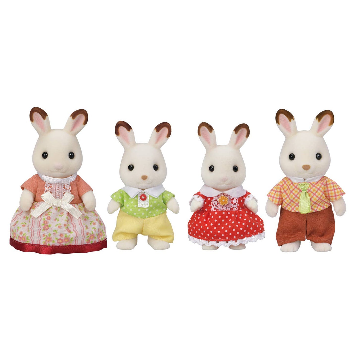 Set of 4 Doll Figures, White Rabbit Family, Collectible Toy