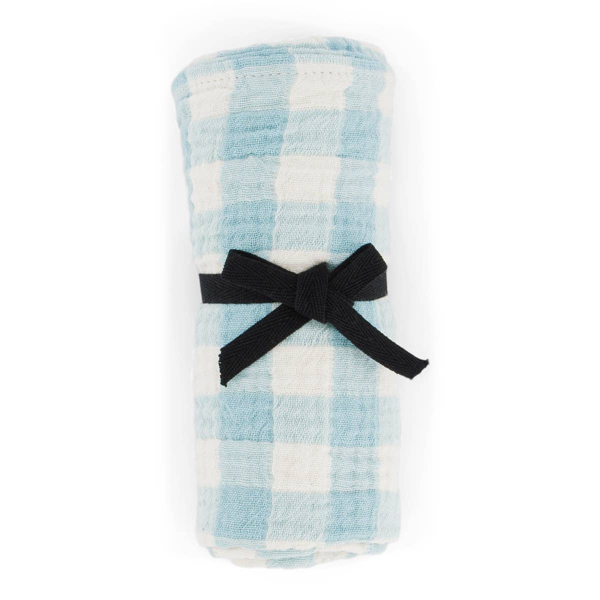 Plaid blanket with a black bow on a white background