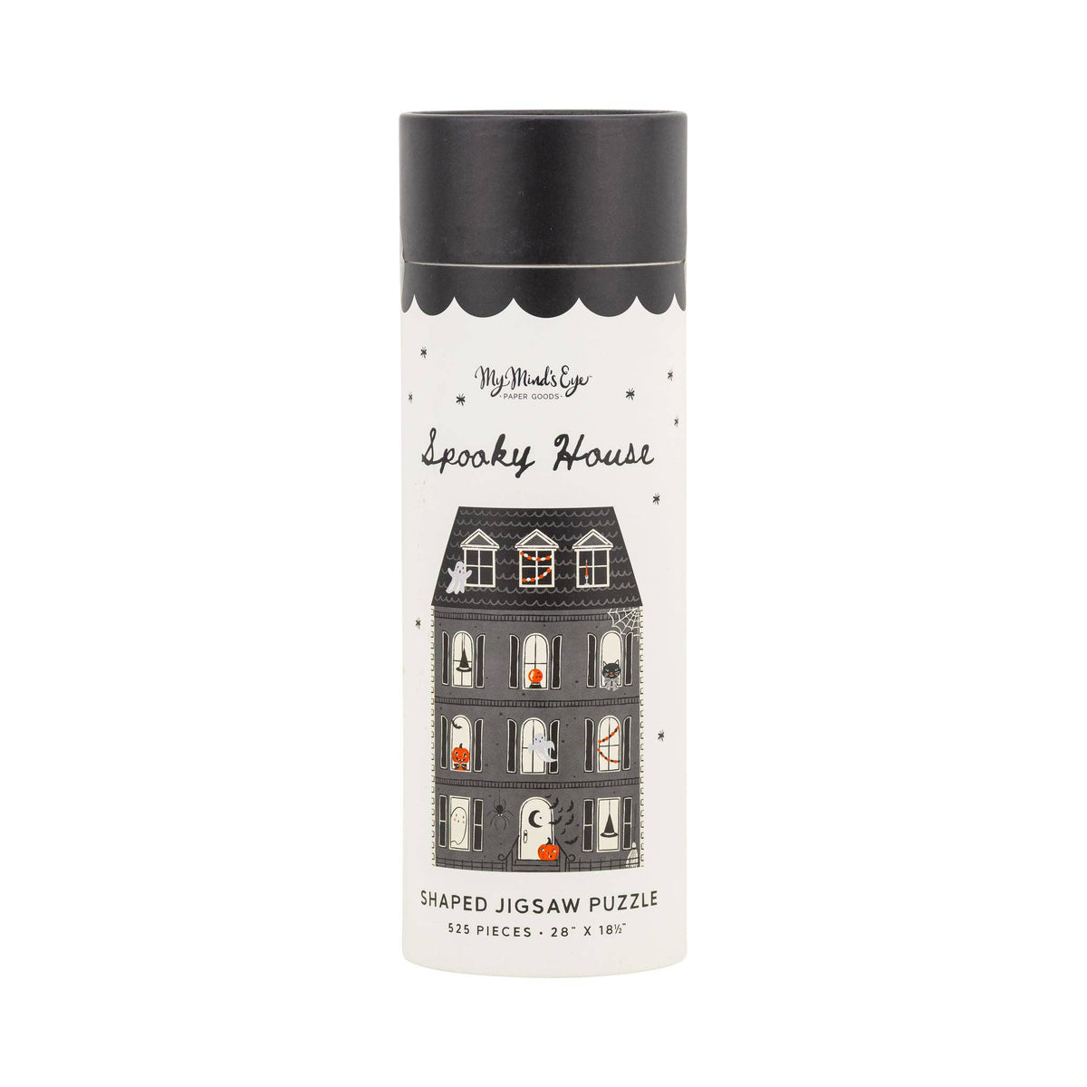 My Mind's Eye Spooky House puzzle in a cylindrical container on a white background