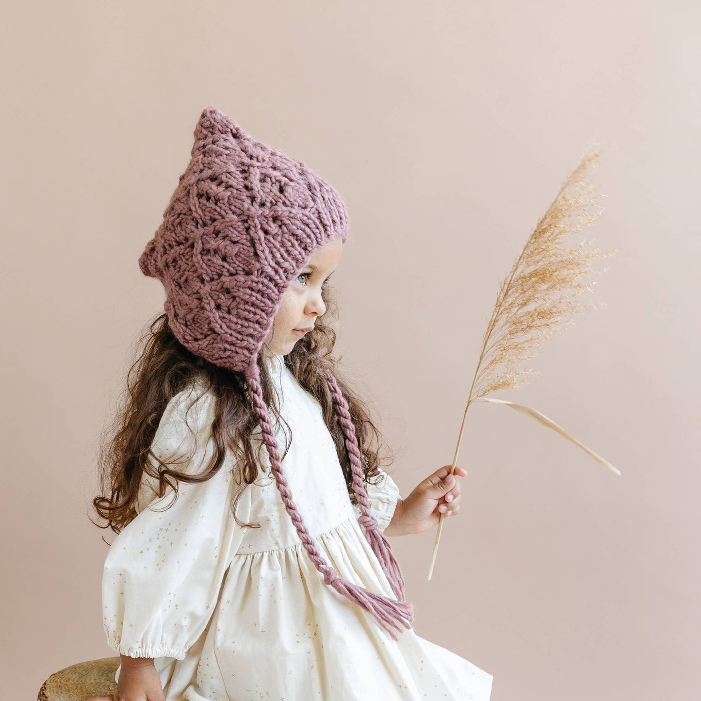 Blair Bonnet, Mauve | Hand Knit Kids & Baby Hat