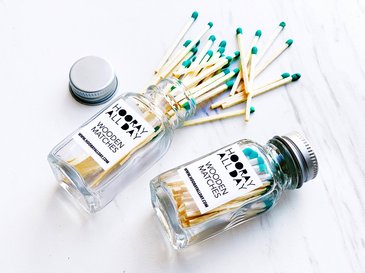 Colorful Wooden Matches In Little Glass Bottle 