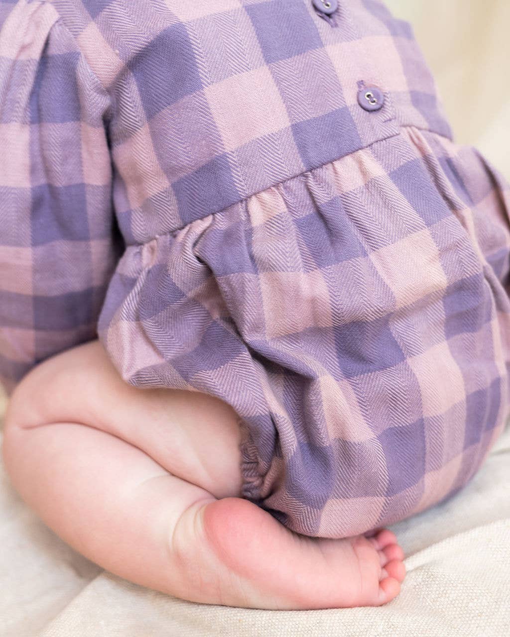 Smocked Peter Pan Gingham Baby Romper (Organic)