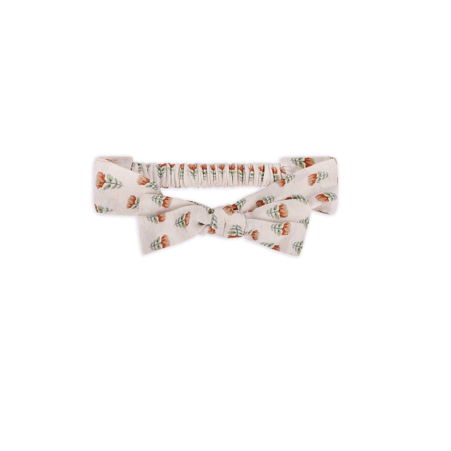 Nira Block Print Floral Baby Romper & Headband (Linen Blend)
