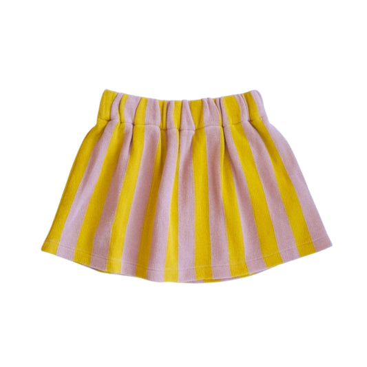 Girls Knit Skirt, Pink and Gold Stripe