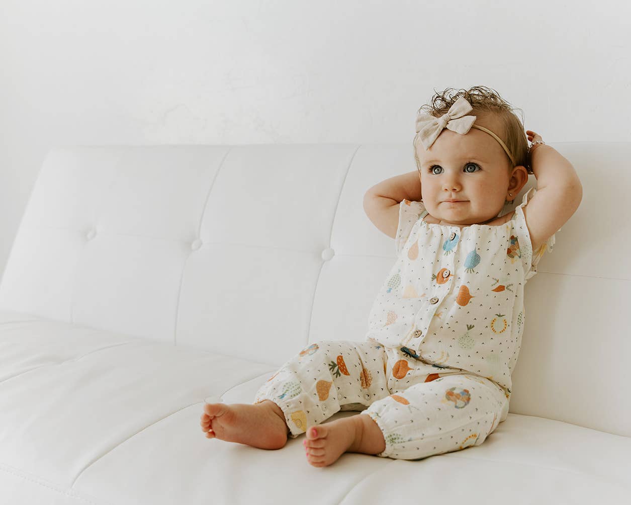 Veggie Ruffle Button Baby Jumpsuit Romper (Organic Muslin)