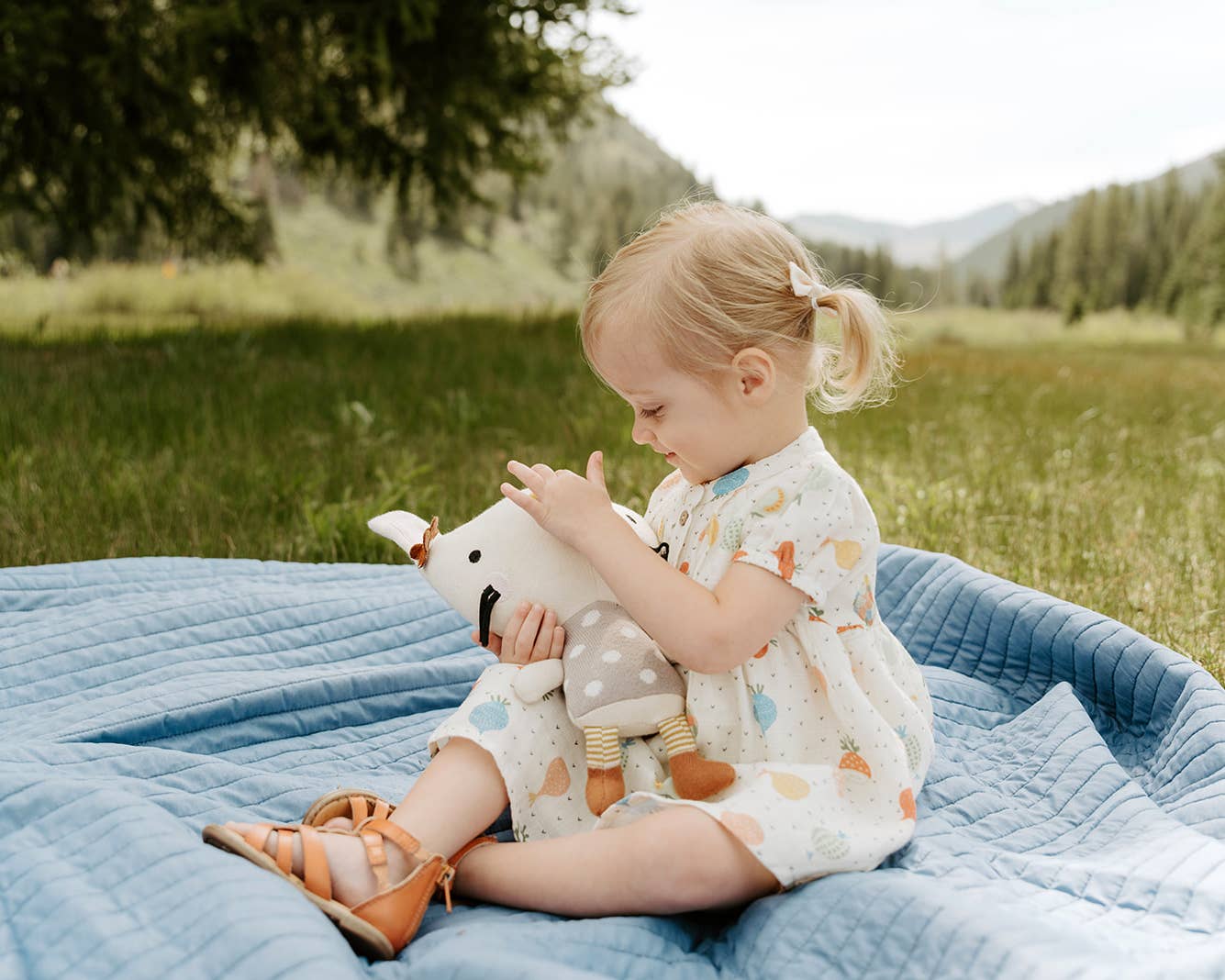 Veggie Puff Sleeve Muslin Baby Dress+Bloomer(Organic Muslin)