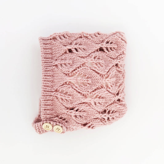 Leaf Lace Hand Knit Bonnet Rosy Pink Baby & Kids