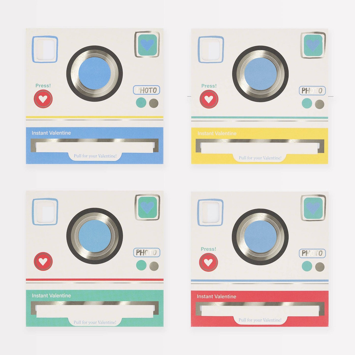 Instant Camera Kids Valentine's Cards & Stickers Set