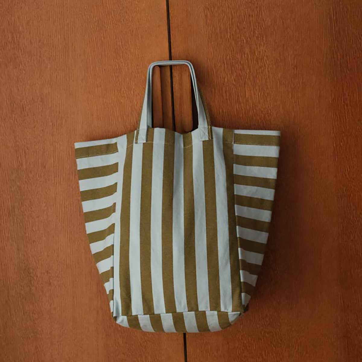 ELISABETH TOTE BAG STRIPES OLIVE / BLUE