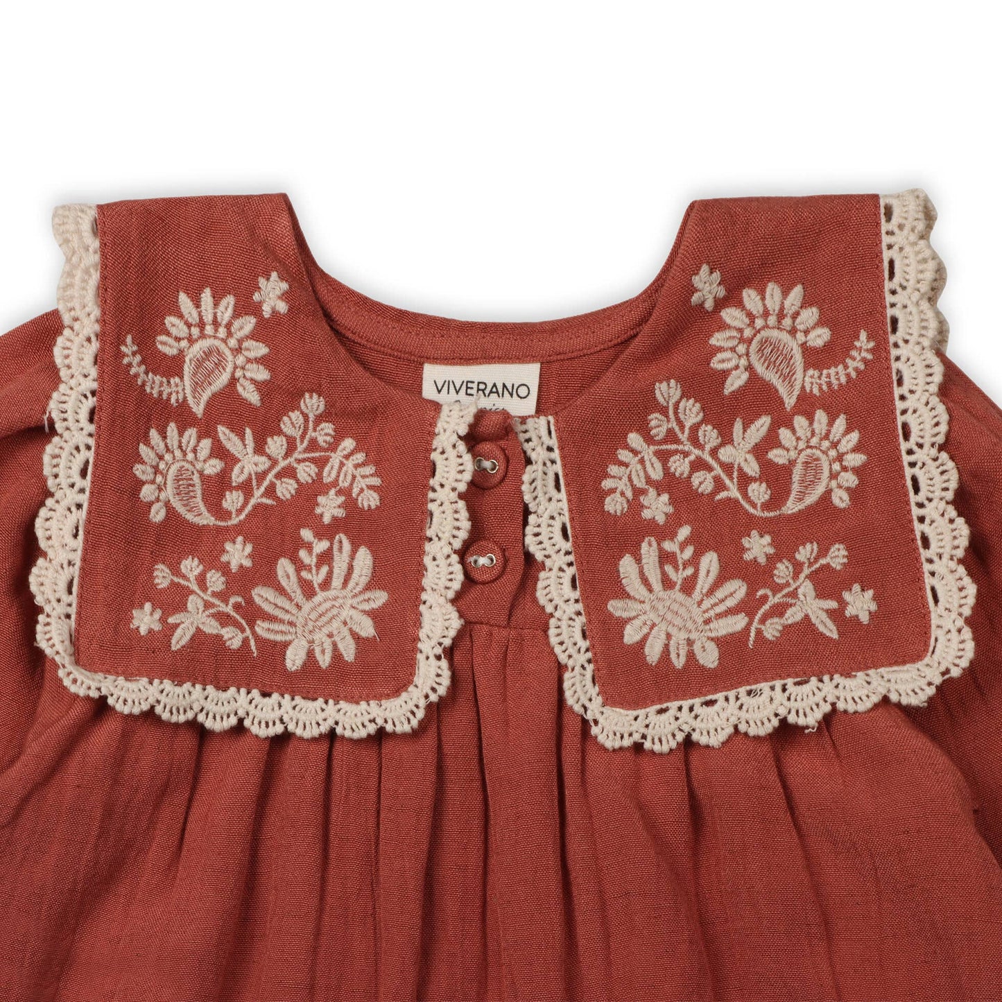 Sola Embroidered Collar Baby Dress & Bloomer -Organic