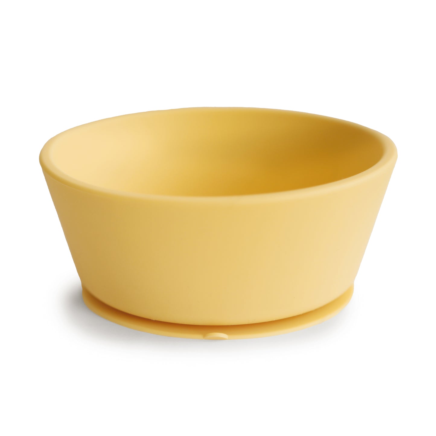 Yellow silicone suction bowl on a white background