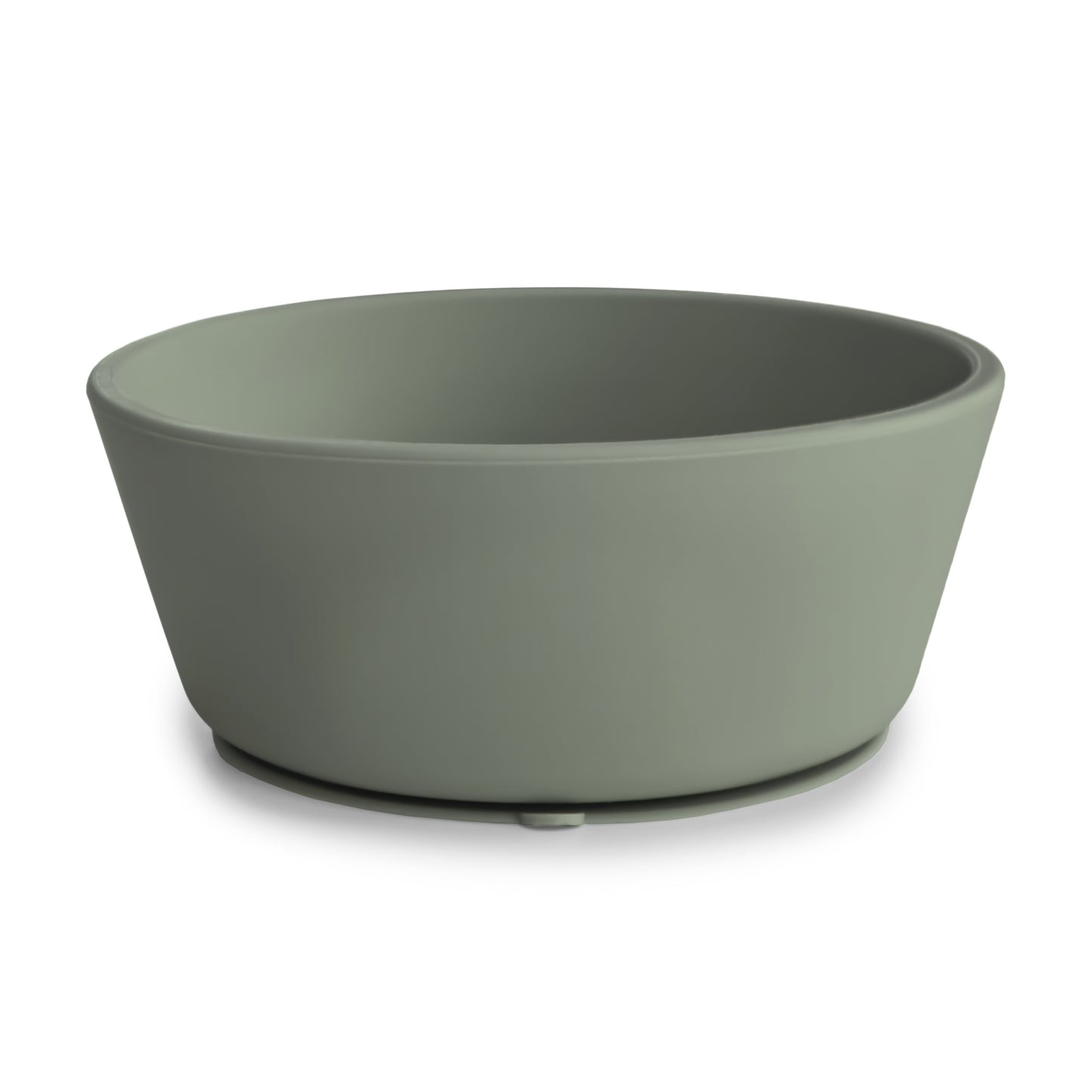 Green silicone suction bowl on a white background