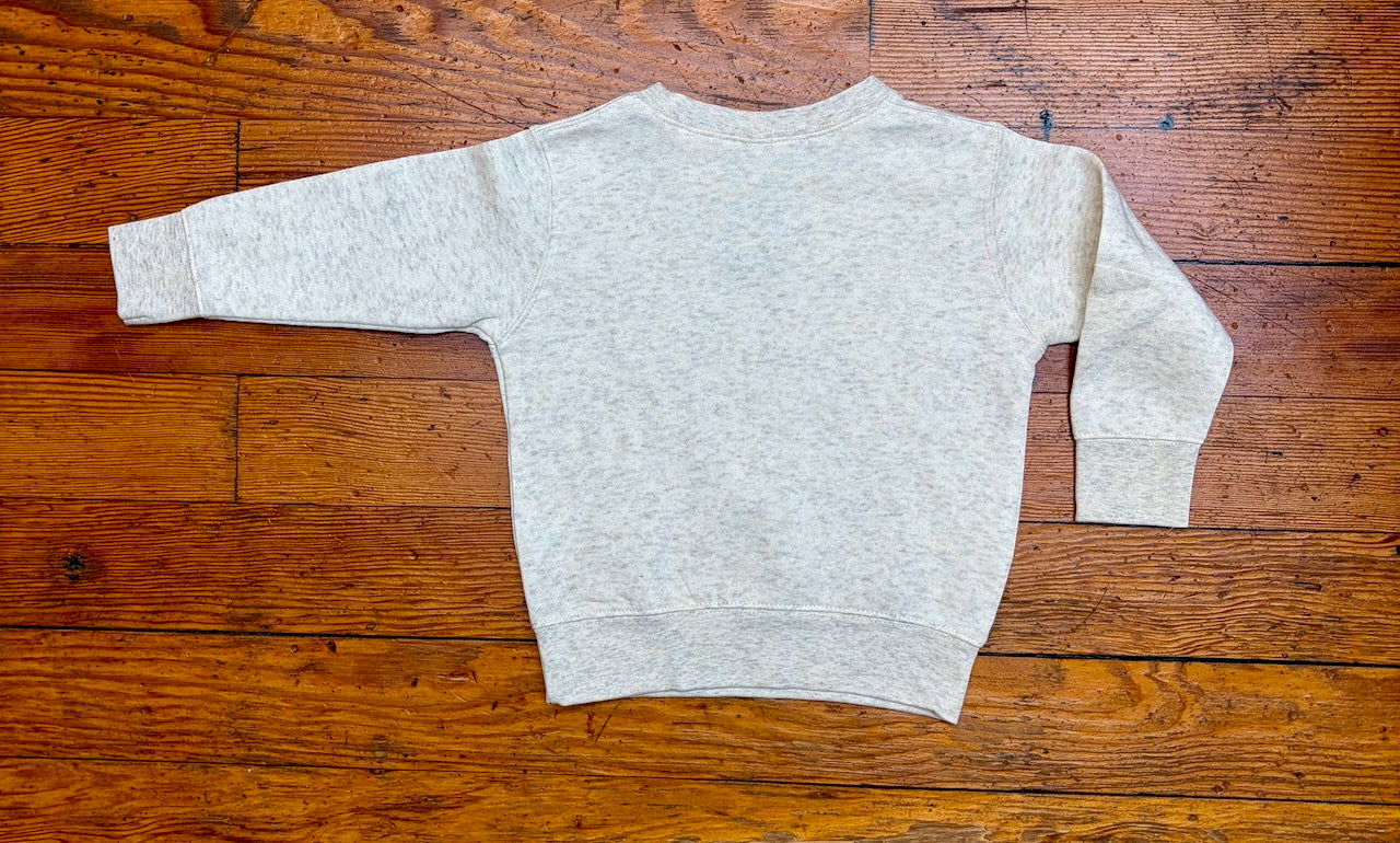 Gray sweatshirt on a wooden floor