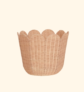 Rattan Tulip Basket - Seashell Pink