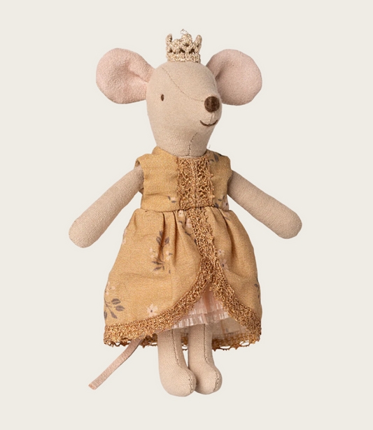 Maileg mouse doll "big sister" in princess costume on white background