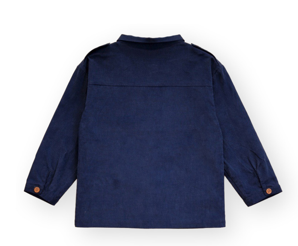 Back of Blue collared button down children's top