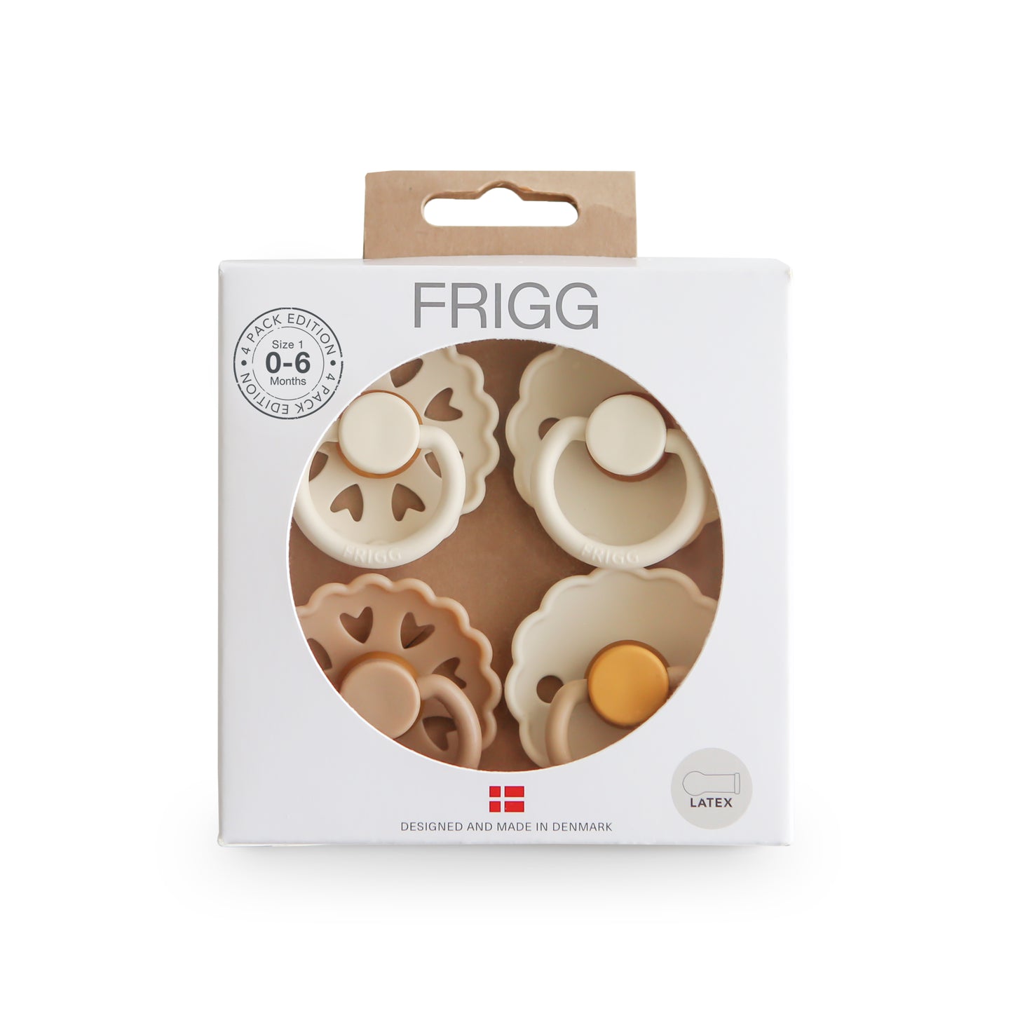 Frigg baby pacifier set packaging on a white background
