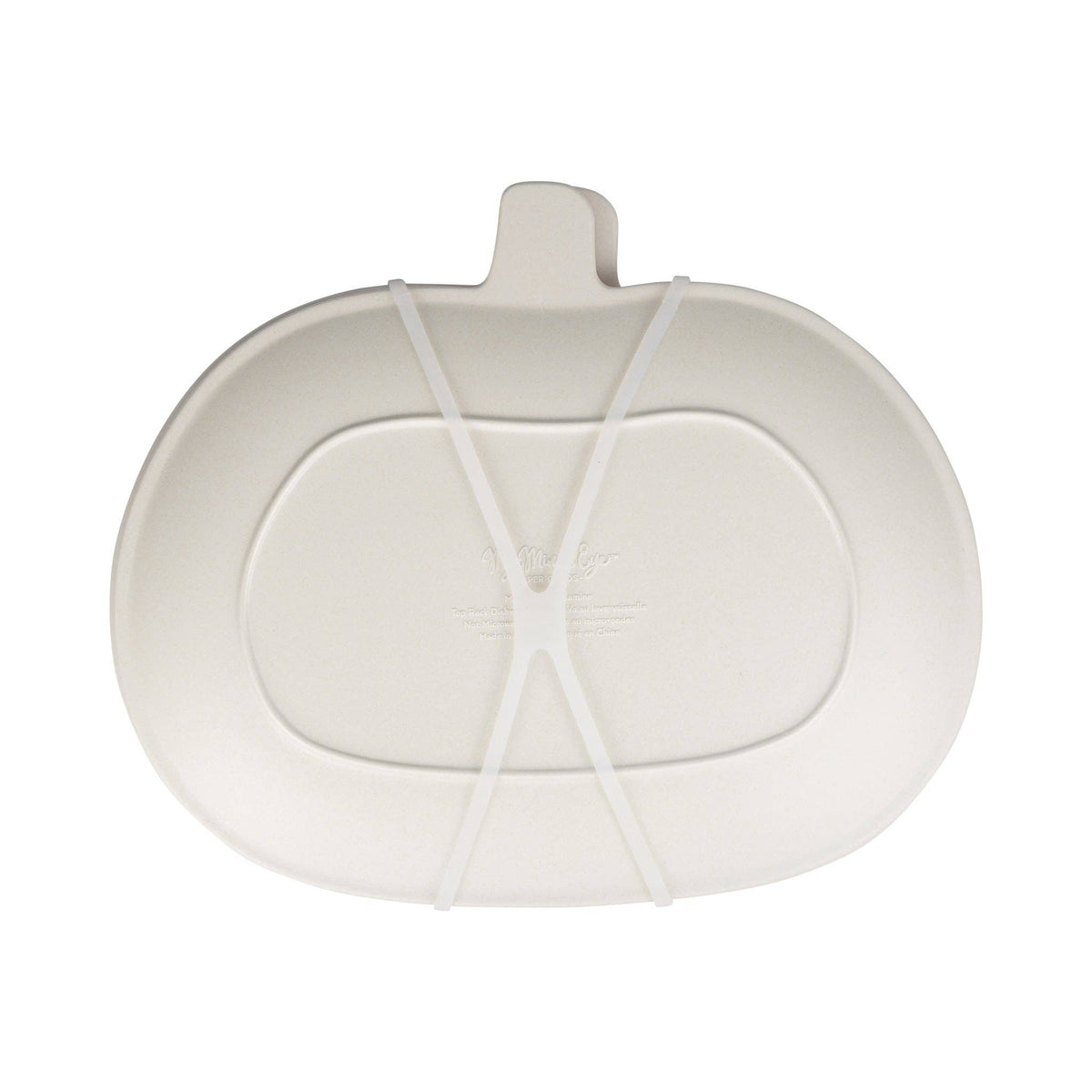 Back of pumpkin-shaped platter on a white background