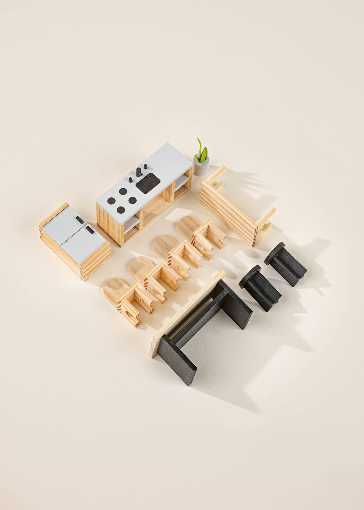 Wooden Doll House Kitchen Furniture & Accessories (12 pcs)