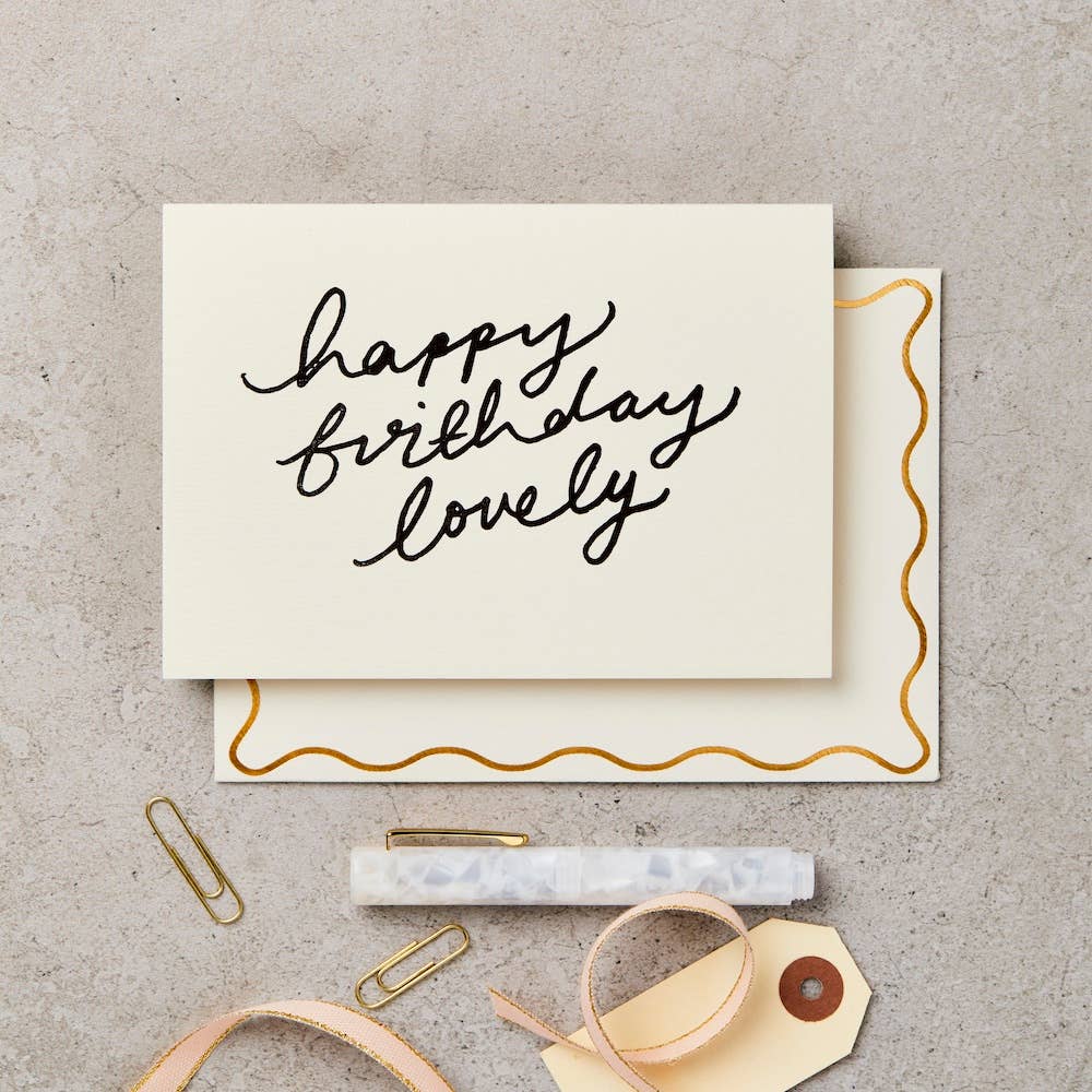 Handprinted 'Happy Birthday Lovely' Card Greeting Card