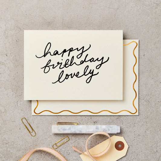 Handprinted 'Happy Birthday Lovely' Card Greeting Card