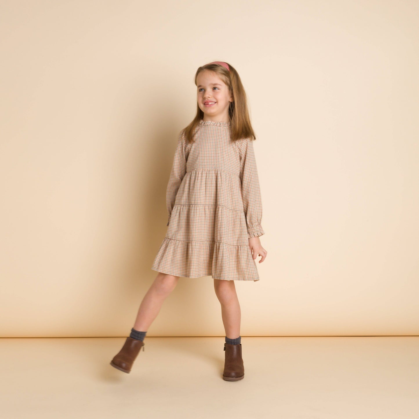 Lily Dress | Beige Country Check