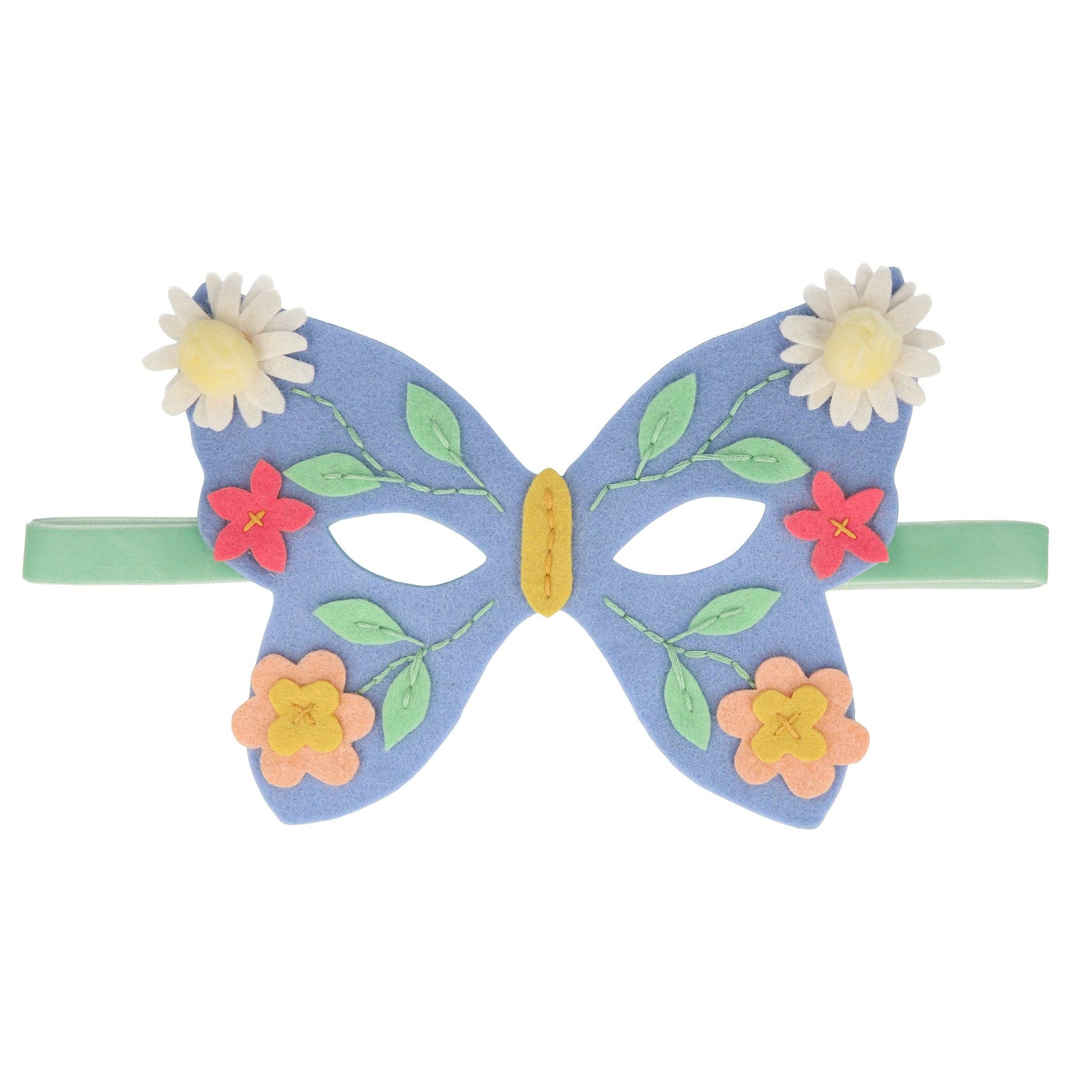 Butterfly mask with floral design on a white background