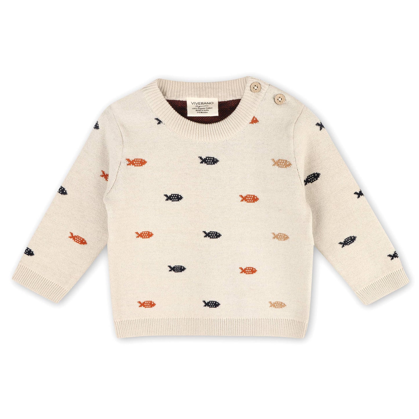 Fishes Jacquard Knit Baby Pullover Sweater (Organic Cotton)