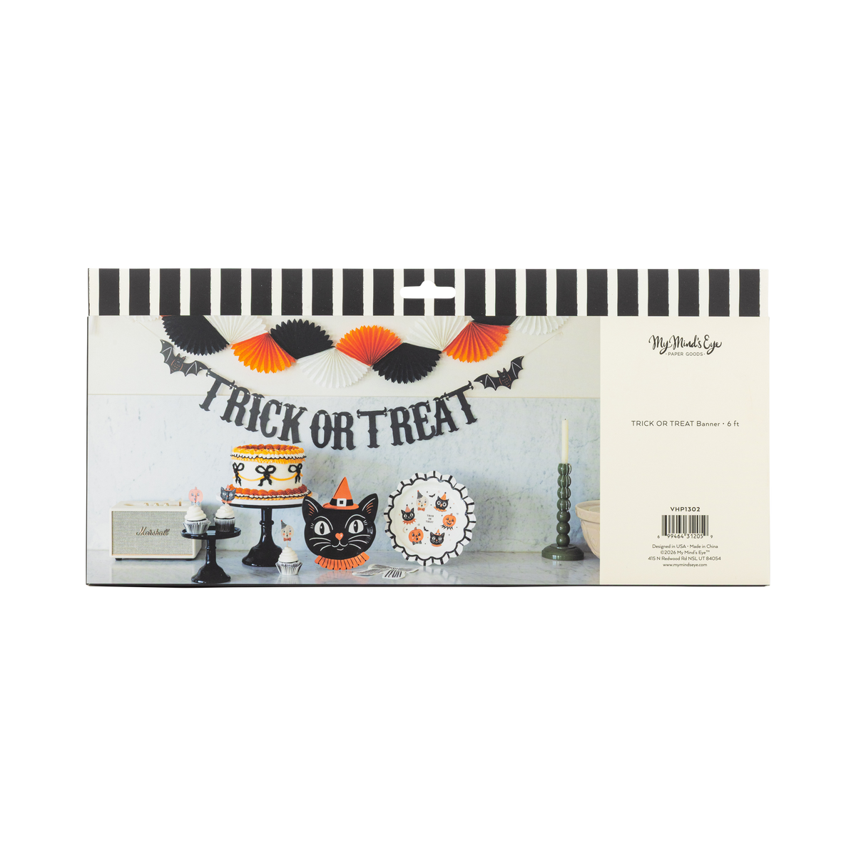 Halloween-themed product set with 'Trick or Treat' banner on a white background
